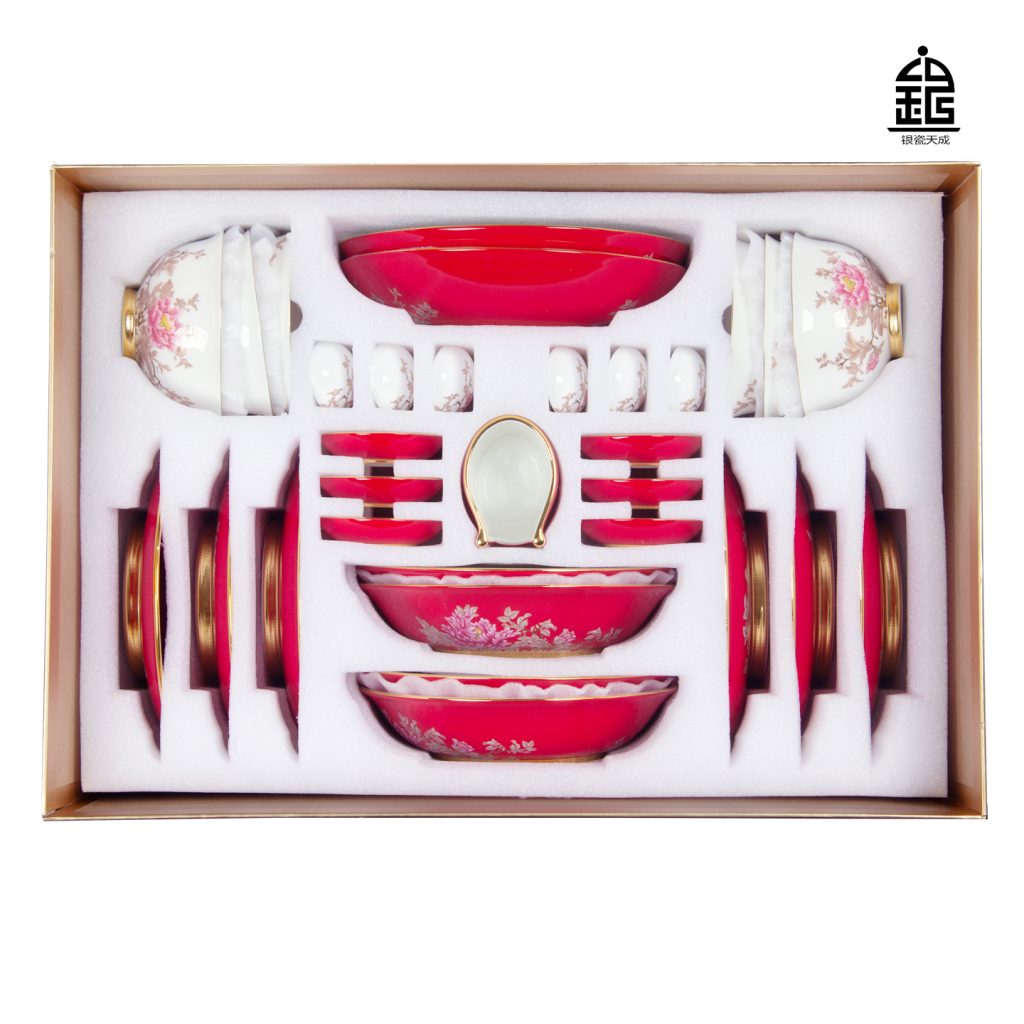 马年新年礼32头真银瓷餐具,食品级真银瓷,茶叶罐,银瓷,银瓷天成,银瓷餐具,银瓷酒具,银瓷茶具,金银泰,擦银布,银器清洁棉,国瓷,永丰源