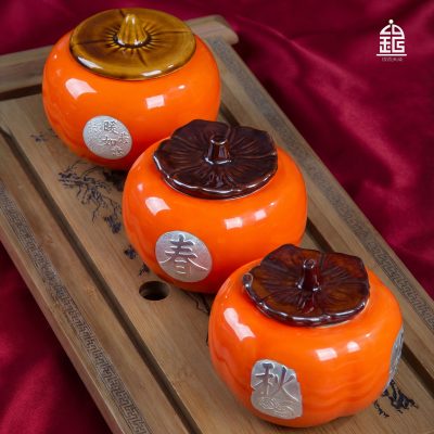 柿柿如意-食品级真银瓷-茶叶罐